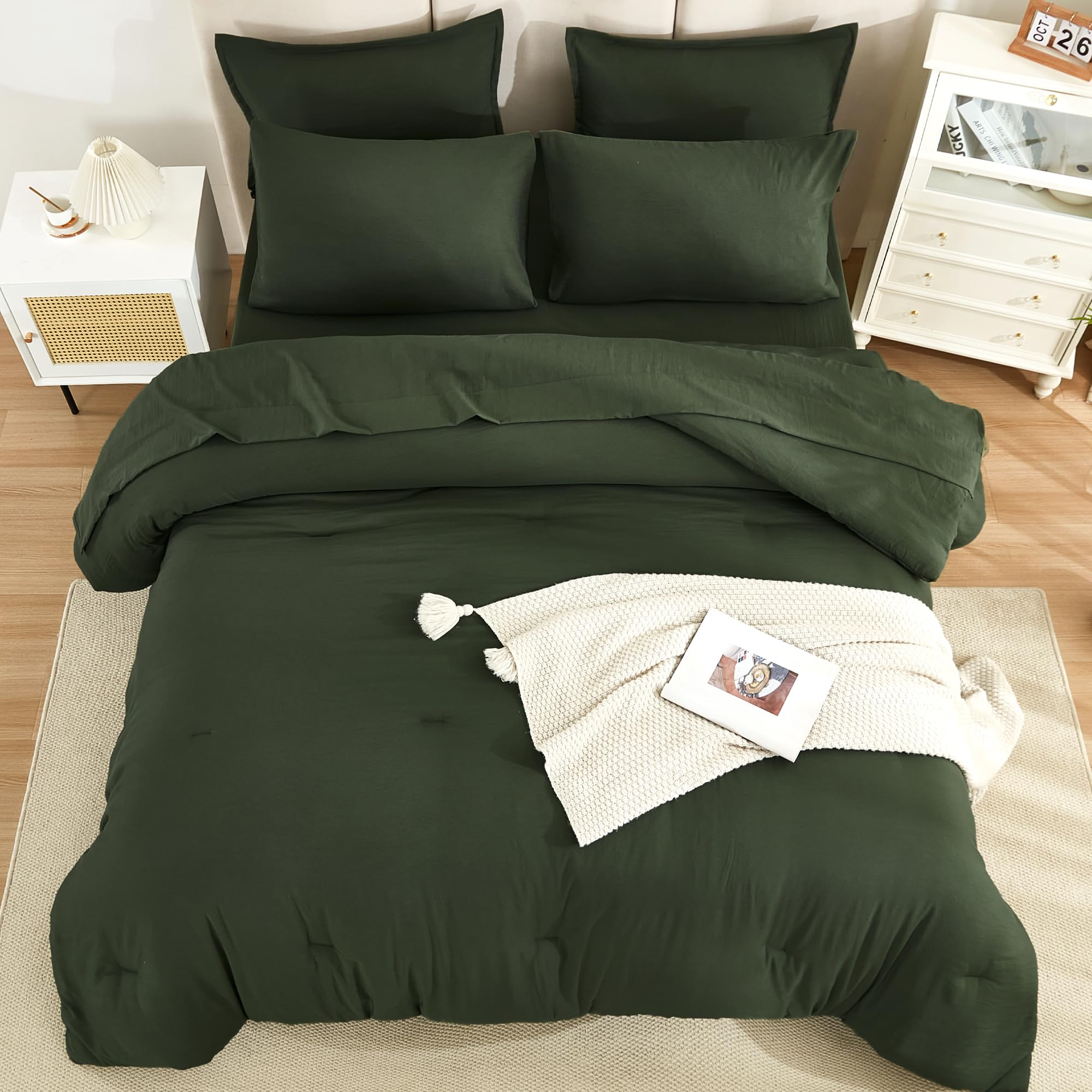 Foto 8 pulgar | Edredón King Size con Sábanas Litanika Verde 7 Piezas - Venta Internacional