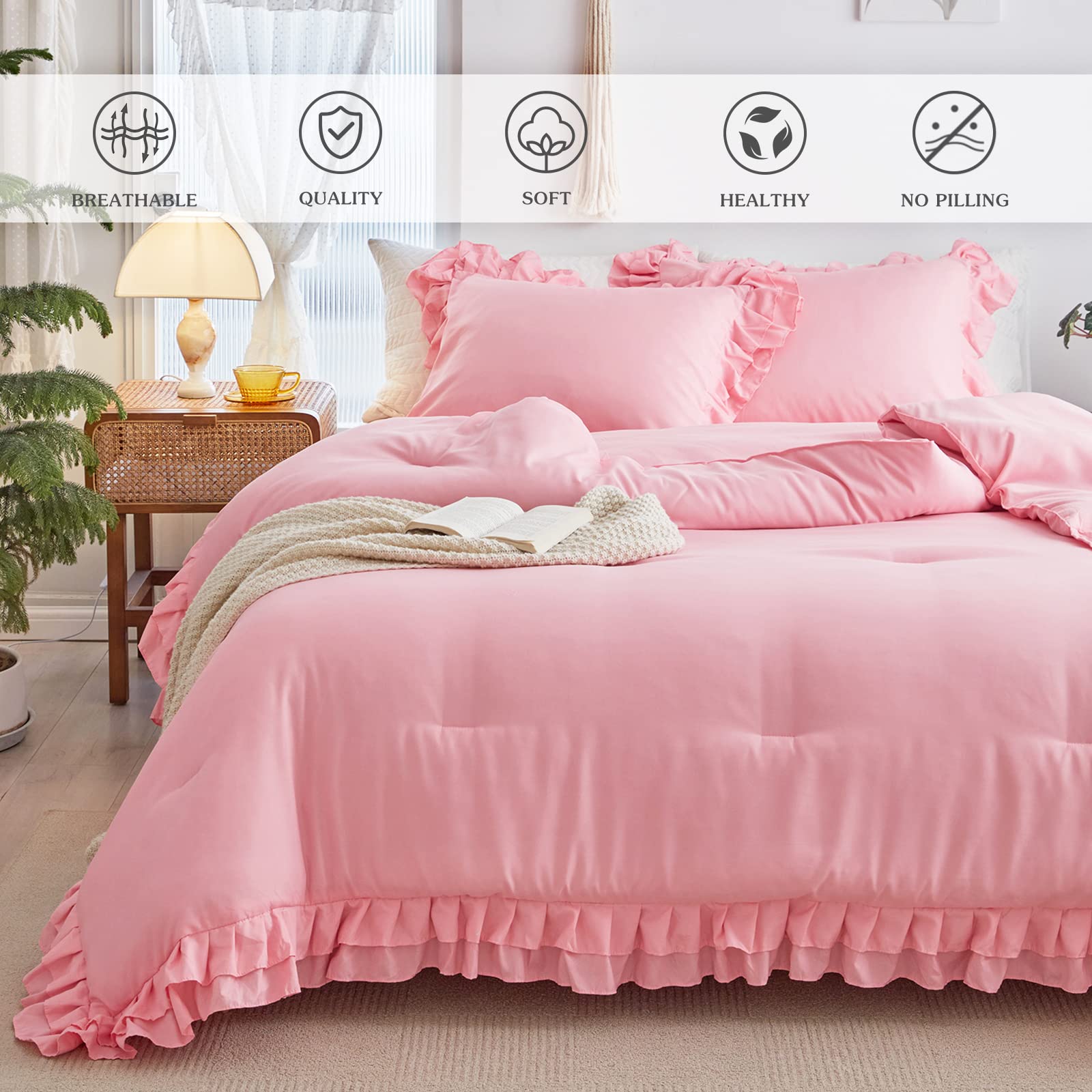 Foto 4 pulgar | Edredón Individual con Fundas de Almohada Flysheep Rosa 3 Piezas - Venta Internacional