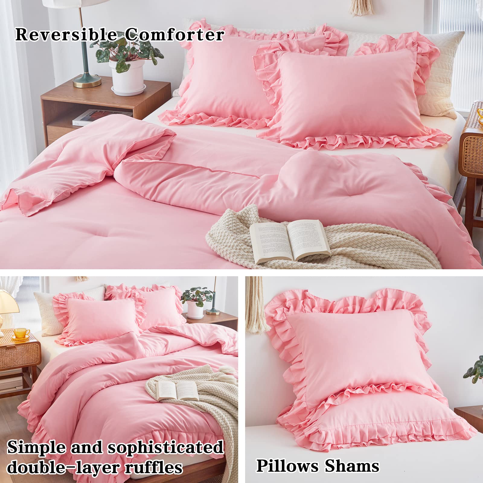 Foto 6 pulgar | Edredón Individual con Fundas de Almohada Flysheep Rosa 3 Piezas - Venta Internacional