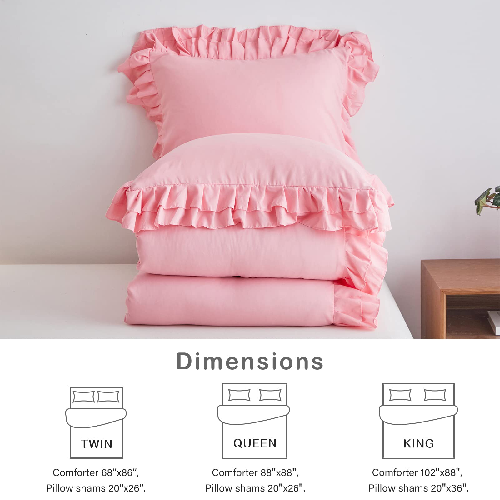 Foto 7 | Edredón Individual con Fundas de Almohada Flysheep Rosa 3 Piezas - Venta Internacional