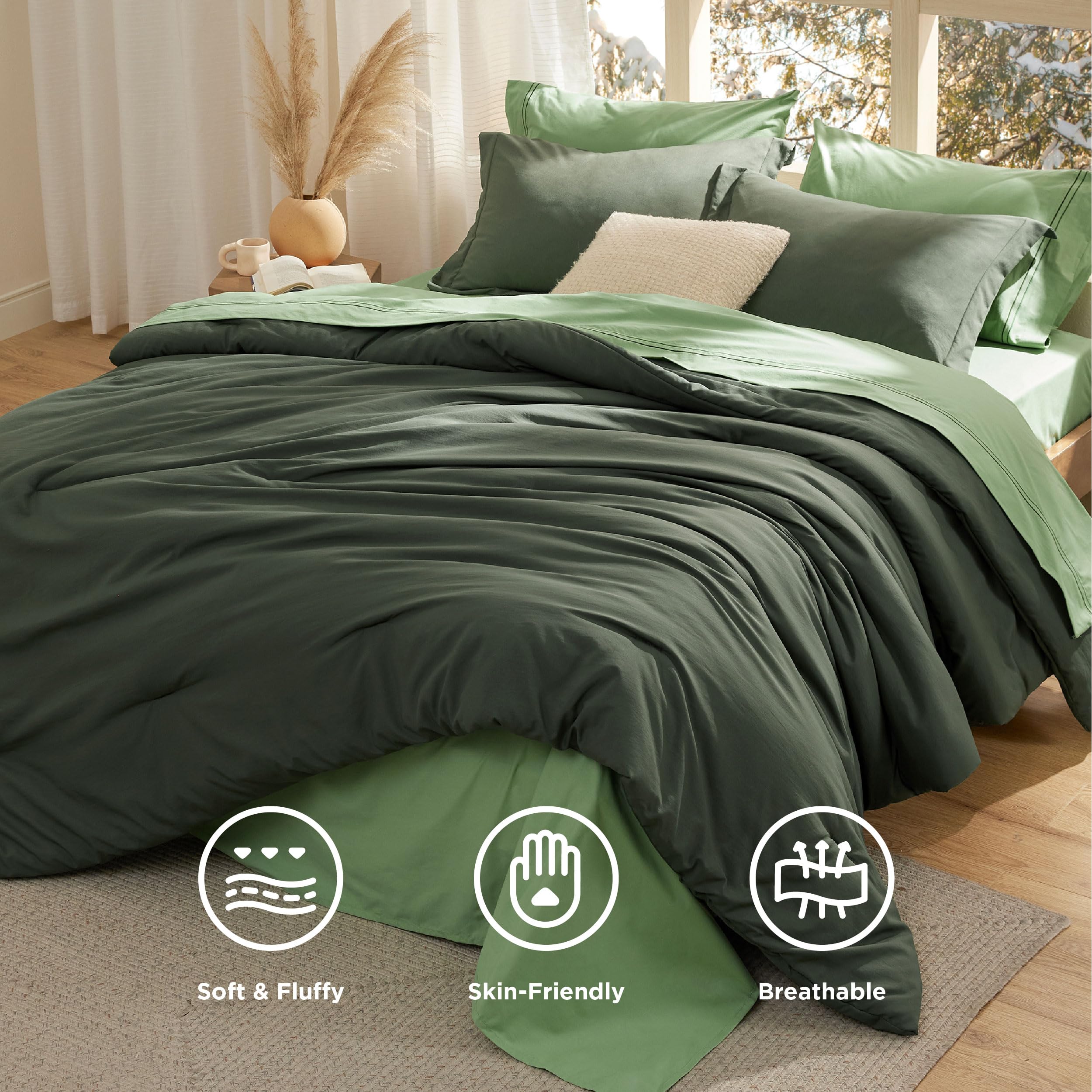Foto 2 | Set de Edredon King Bedsure Verde7 Piezas - Venta Internacional