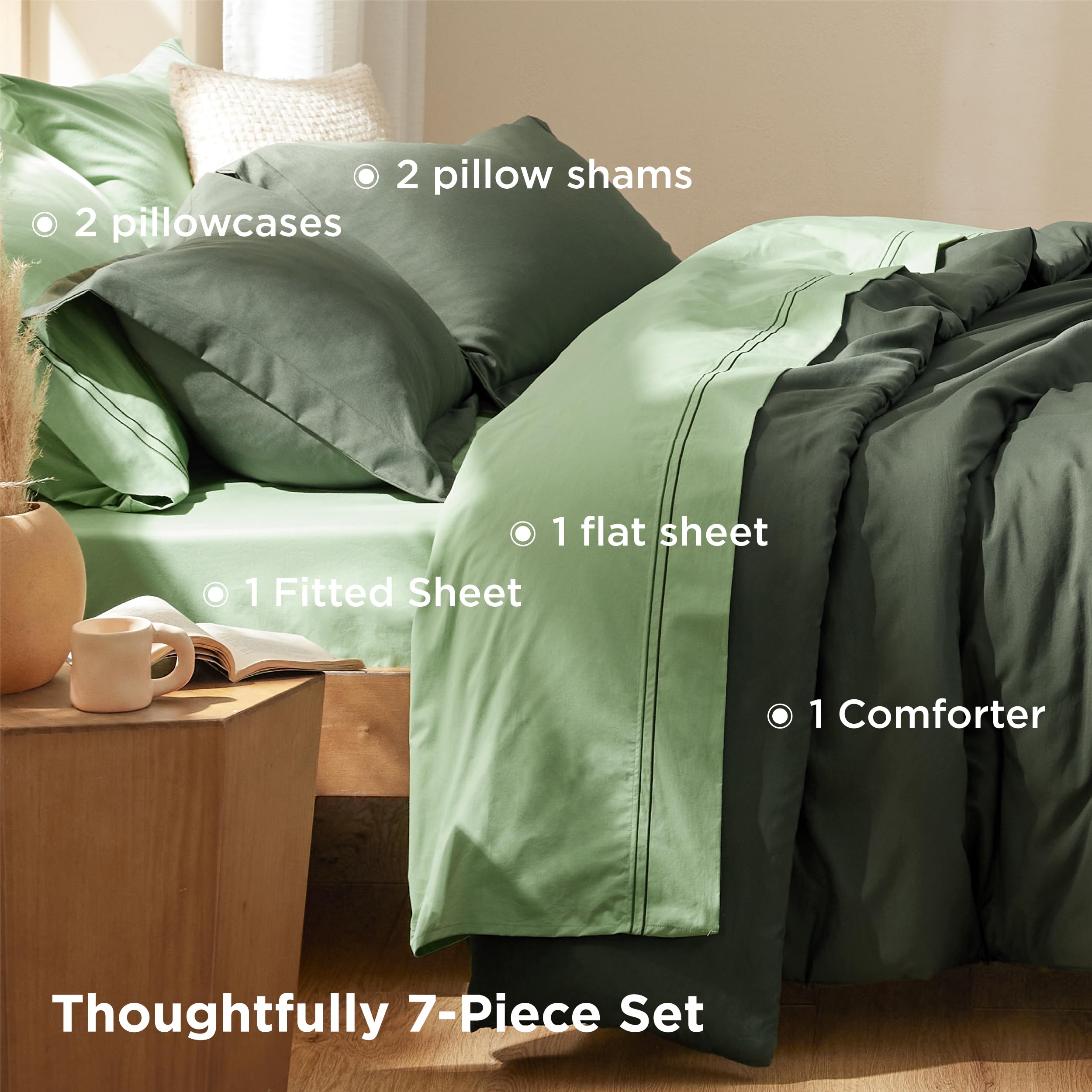 Foto 3 | Set de Edredon King Bedsure Verde7 Piezas - Venta Internacional