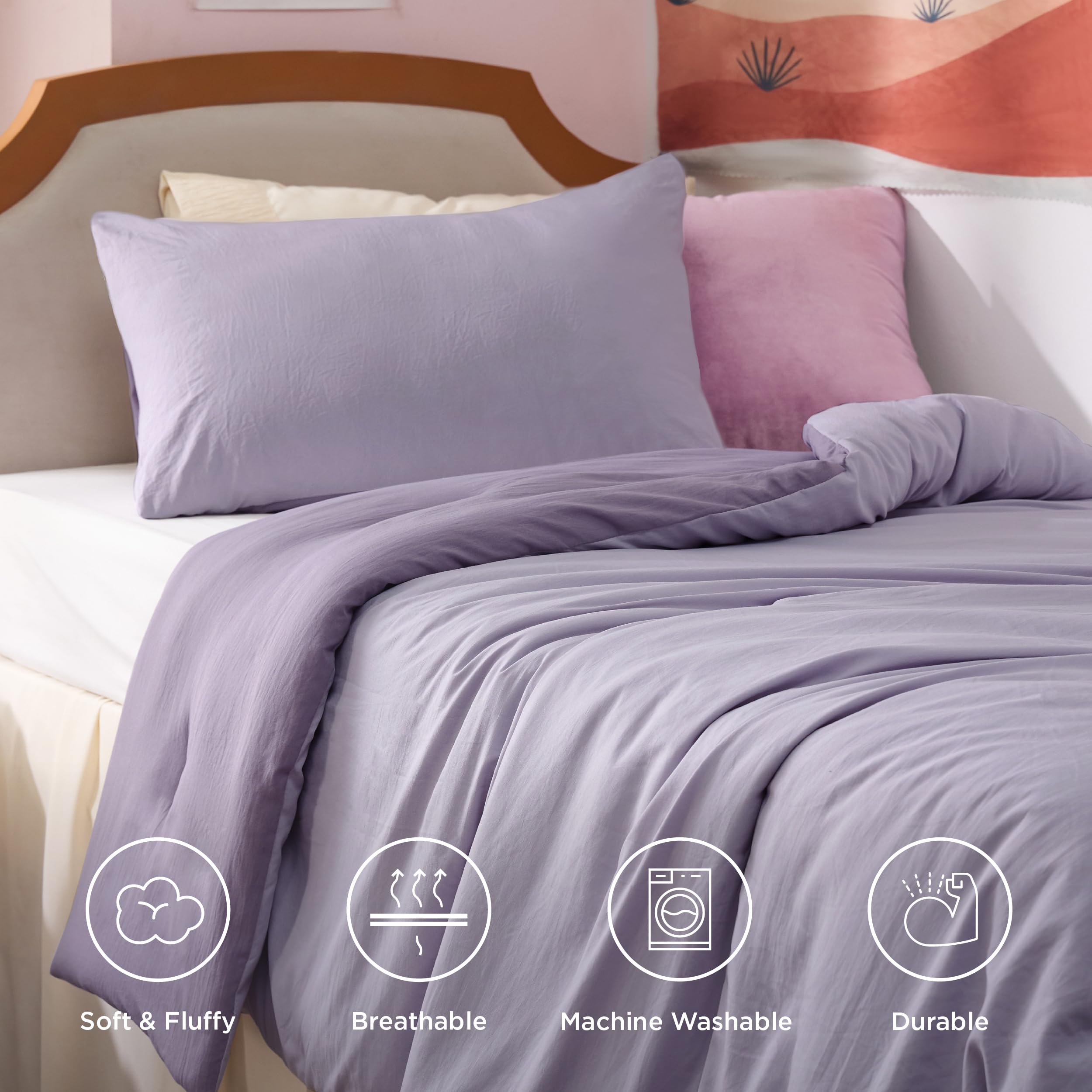 Foto 5 pulgar | Edredón Individual con Funda de Almohada Bedsure Morado 2 Piezas - Venta Internacional