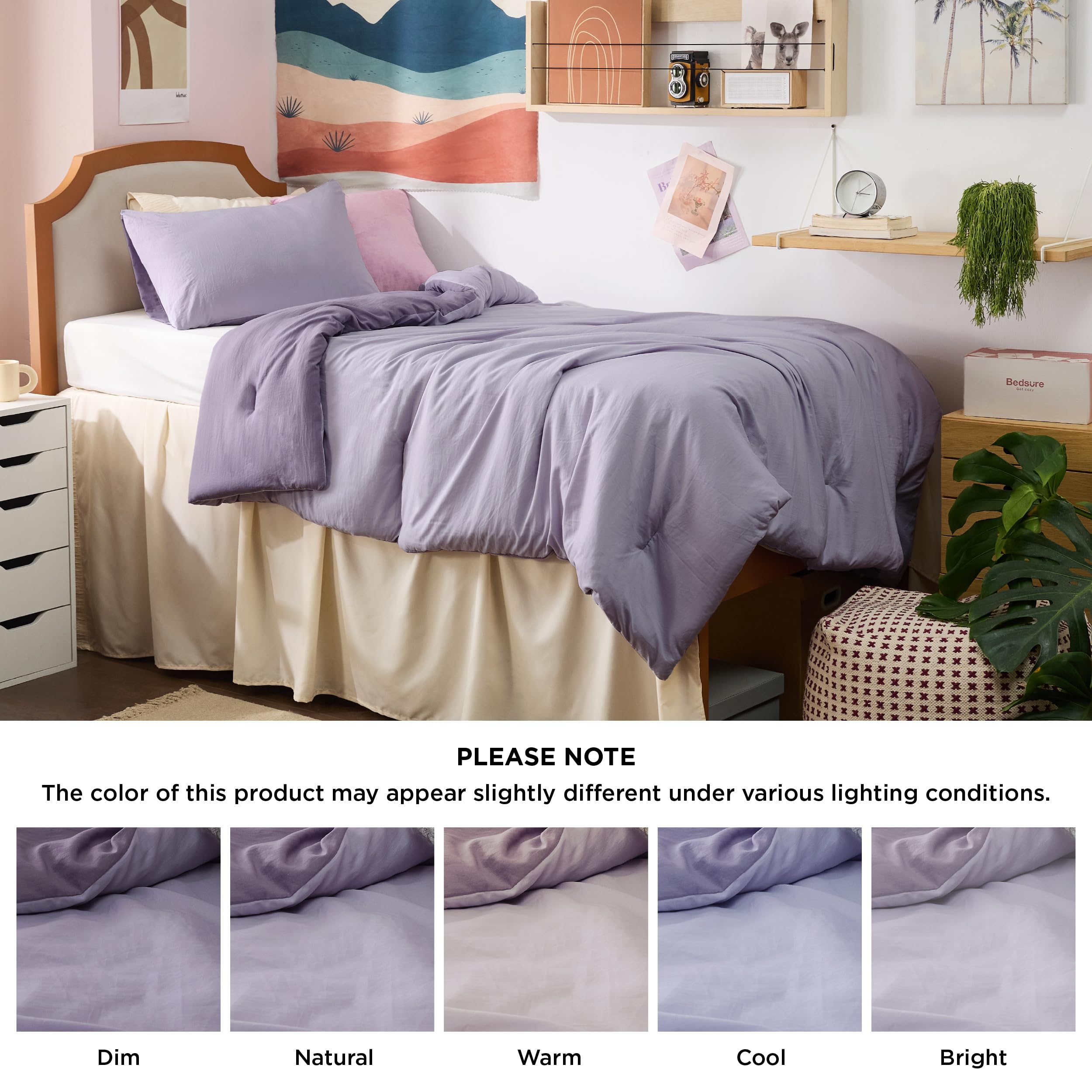 Foto 7 | Edredón Individual con Funda de Almohada Bedsure Morado 2 Piezas - Venta Internacional