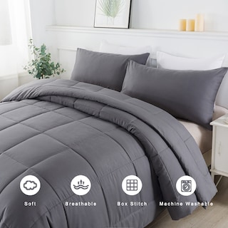 Foto 3 | Edredón Matrimonial con Fundas de Almohada Downcool Gris 3 Piezas - Venta Internacional