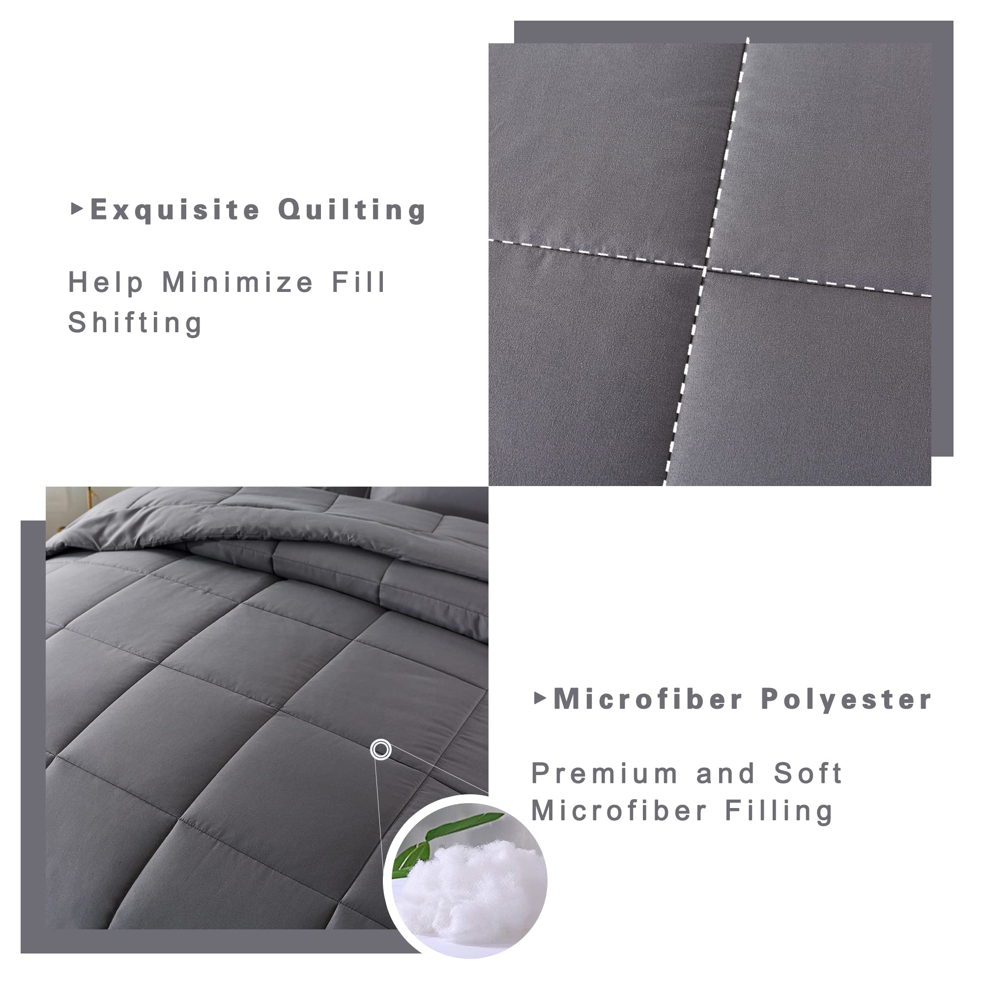 Foto 5 pulgar | Edredón Matrimonial con Fundas de Almohada Downcool Gris 3 Piezas - Venta Internacional