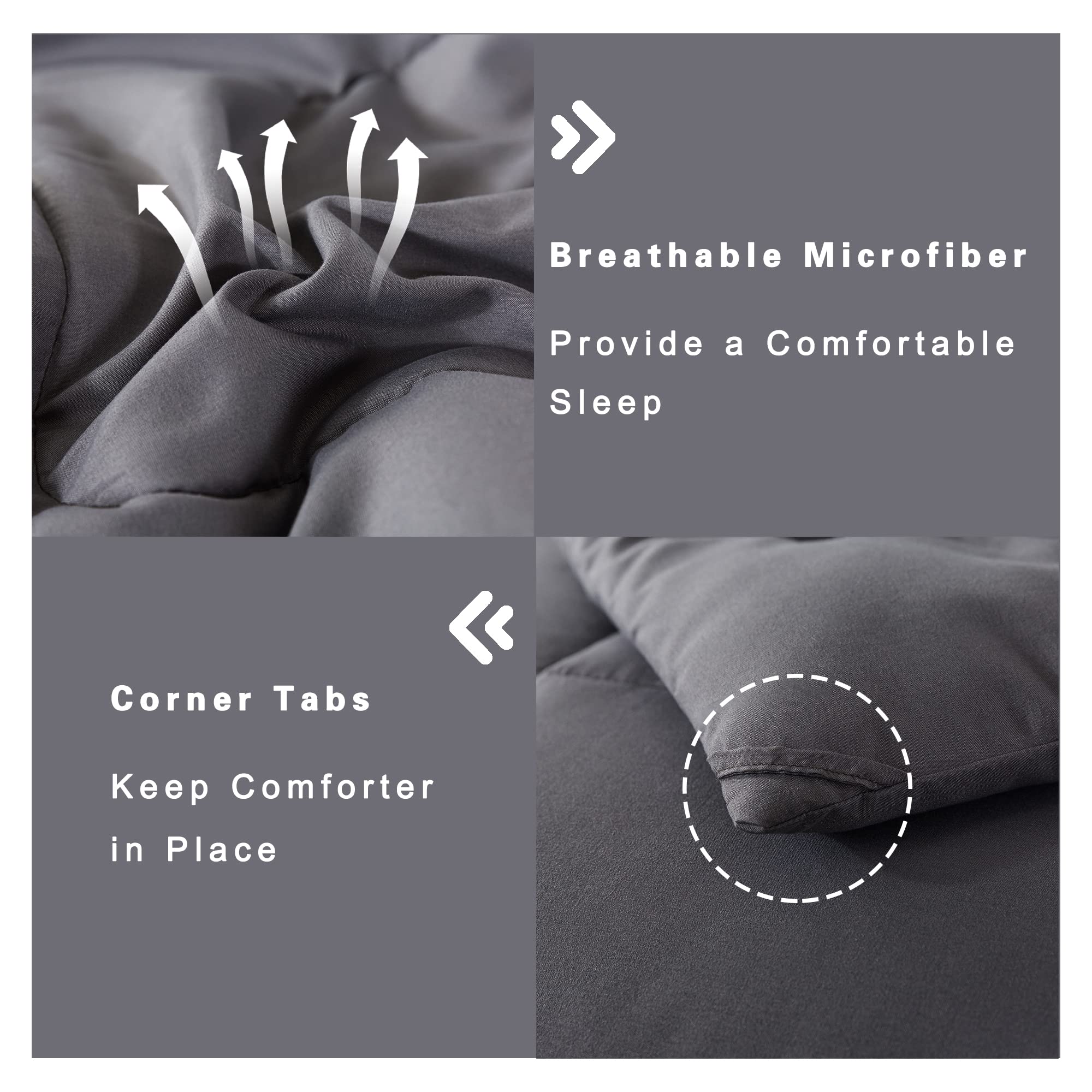 Foto 6 pulgar | Edredón Matrimonial con Fundas de Almohada Downcool Gris 3 Piezas - Venta Internacional