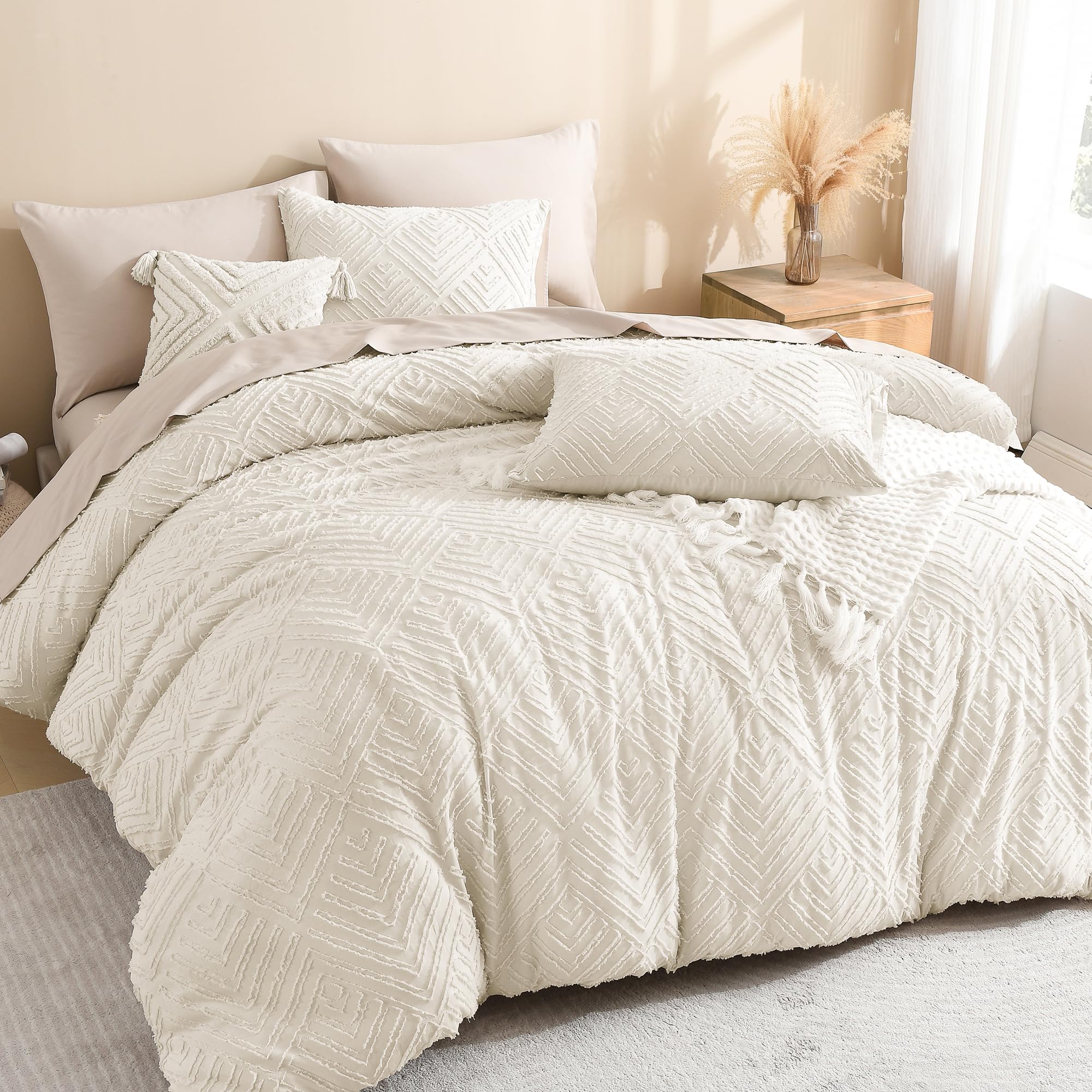 Foto 2 pulgar | Edredón Queen Size con Fundas de Almohada Litanika Beige 3 Piezas - Venta Internacional