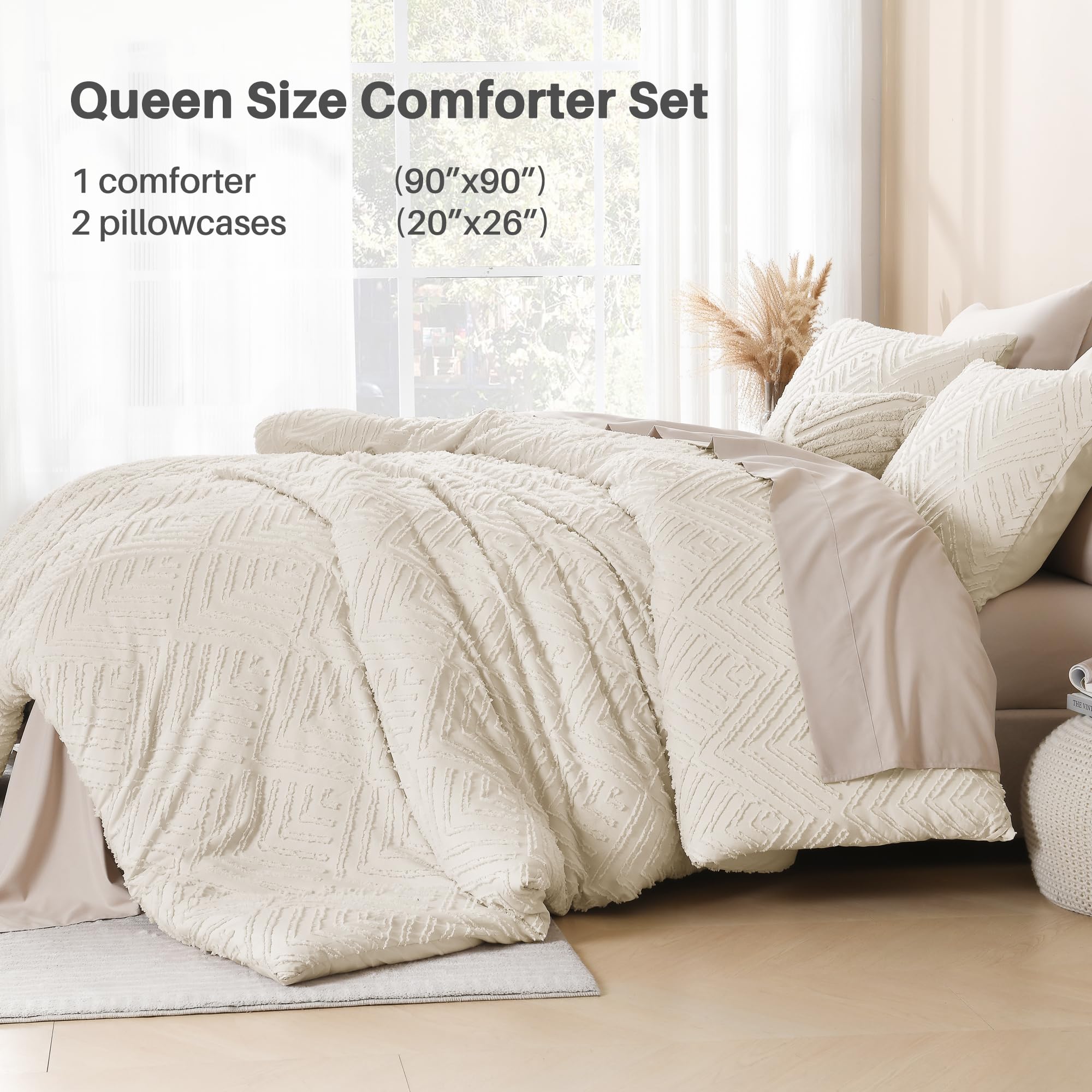 Foto 8 pulgar | Edredón Queen Size con Fundas de Almohada Litanika Beige 3 Piezas - Venta Internacional