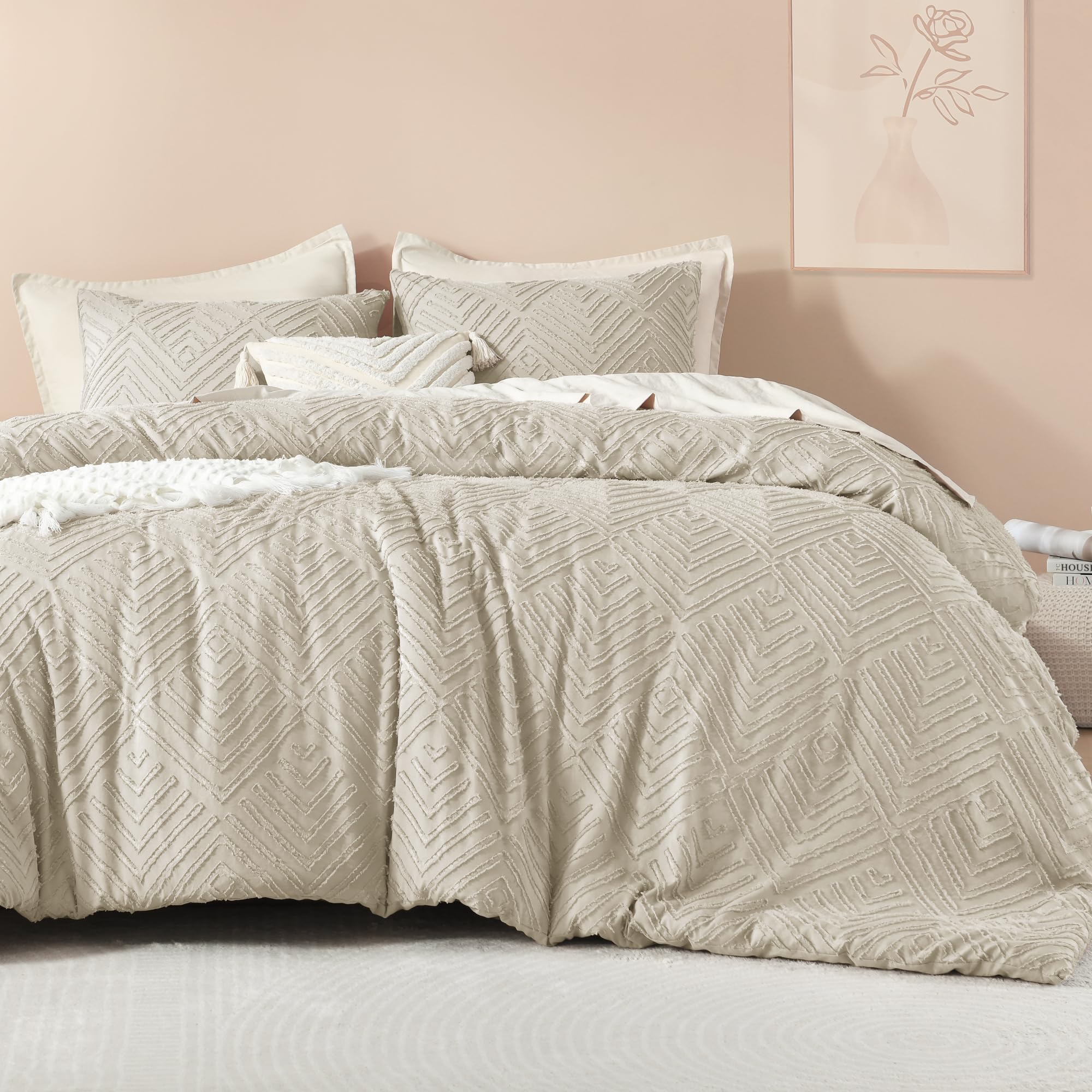 Foto 2 pulgar | Edredón King Size con Fundas de Almohada Litanika Beige 3 Piezas - Venta Internacional