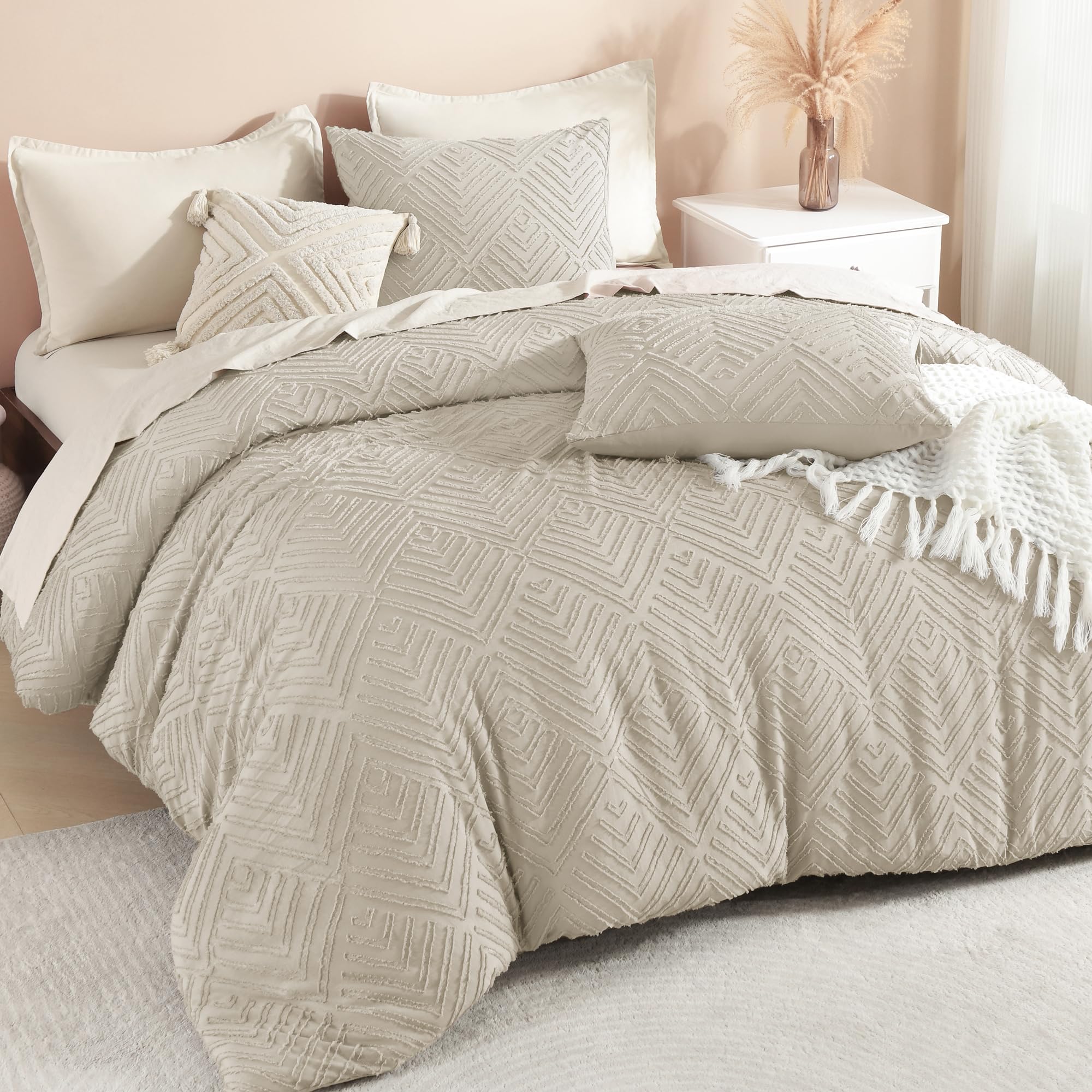 Foto 3 pulgar | Edredón King Size con Fundas de Almohada Litanika Beige 3 Piezas - Venta Internacional