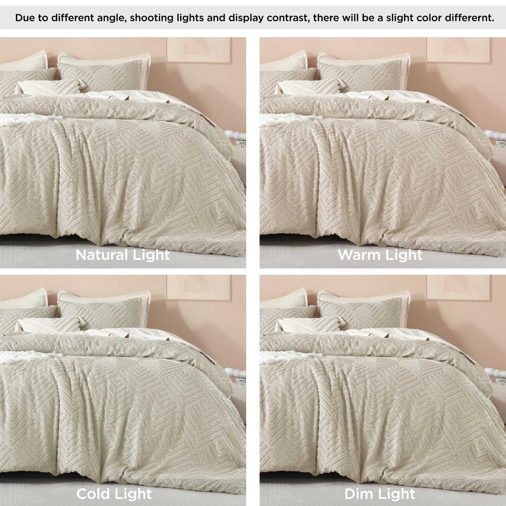 Foto 5 | Edredón King Size con Fundas de Almohada Litanika Beige 3 Piezas - Venta Internacional
