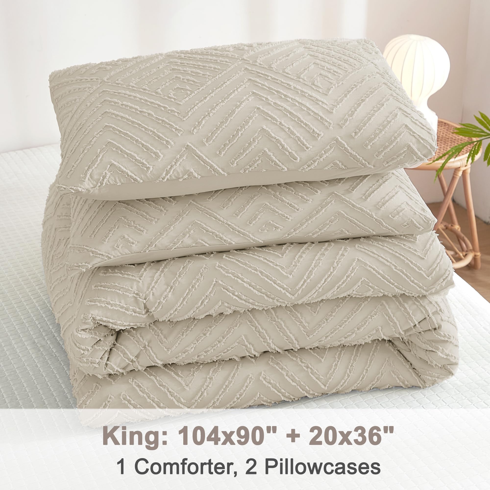 Foto 8 pulgar | Edredón King Size con Fundas de Almohada Litanika Beige 3 Piezas - Venta Internacional