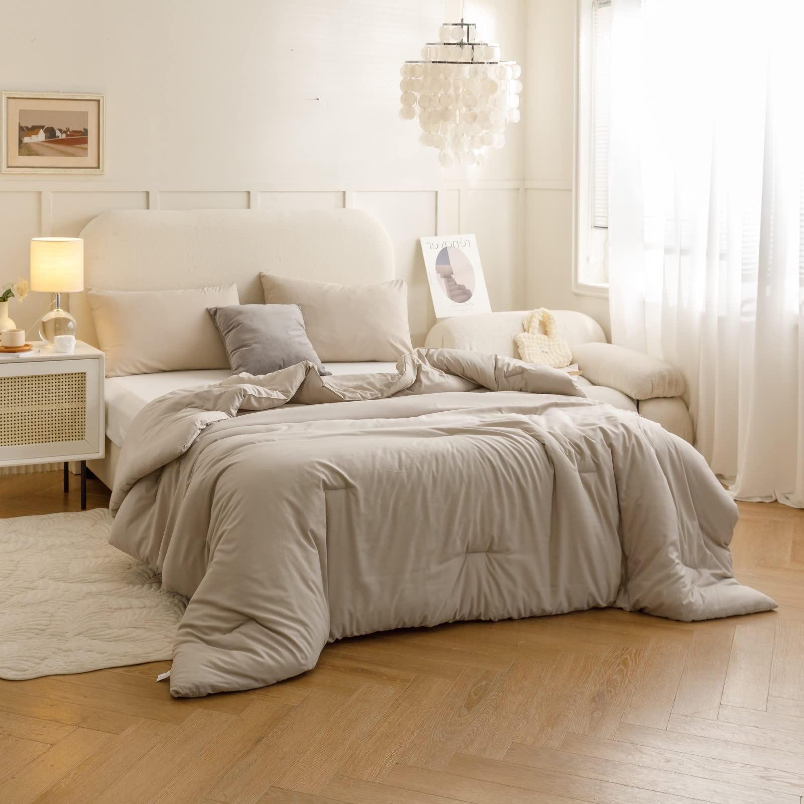 Foto 6 pulgar | Edredón Individual con Funda de Almohada Rosgonia Beige 2 Piezas - Venta Internacional