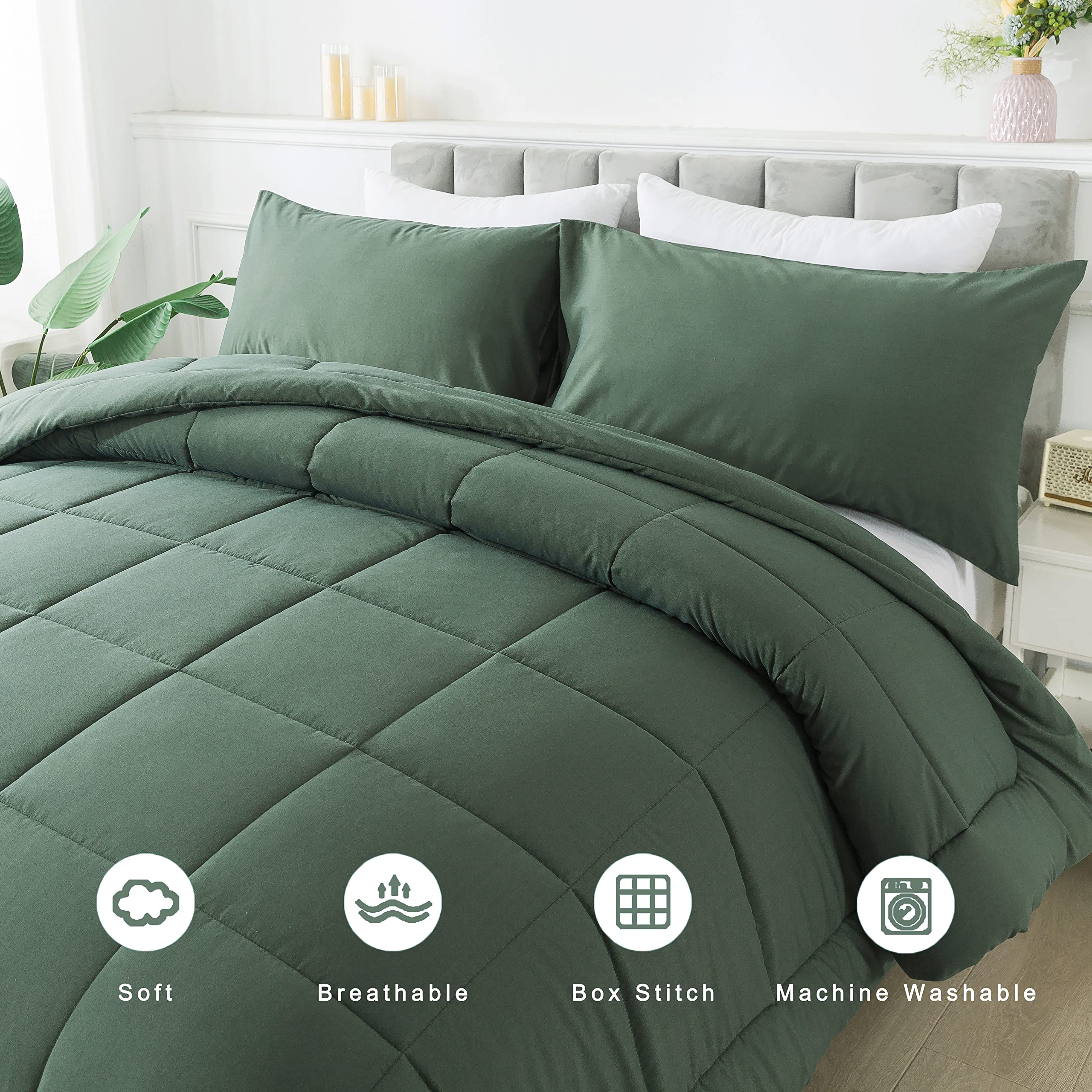 Foto 4 pulgar | Edredón Individual con Funda de Almohada Downcool Verde 2 Piezas - Venta Internacional
