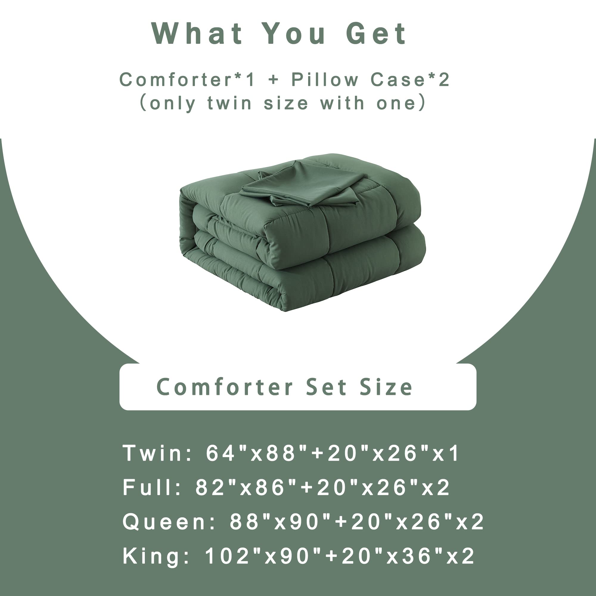 Foto 7 pulgar | Edredón Individual con Funda de Almohada Downcool Verde 2 Piezas - Venta Internacional