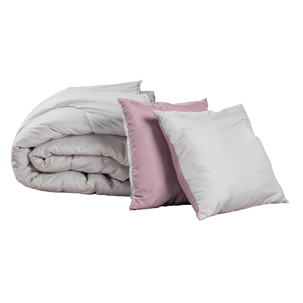 Couzy King Size Set De Edredon Doble Vista. Incluye: Funda (2) Y Cojin Doble Vista (2) Microfibra-150 Gramos Lila-gris