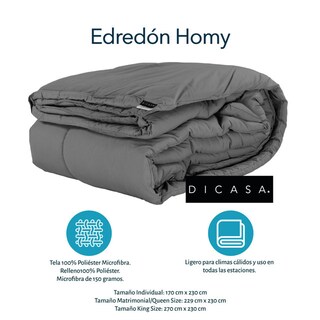 Foto 5 | Homy Individual Edredon Microfibra-150 Gramos Gris Oxford