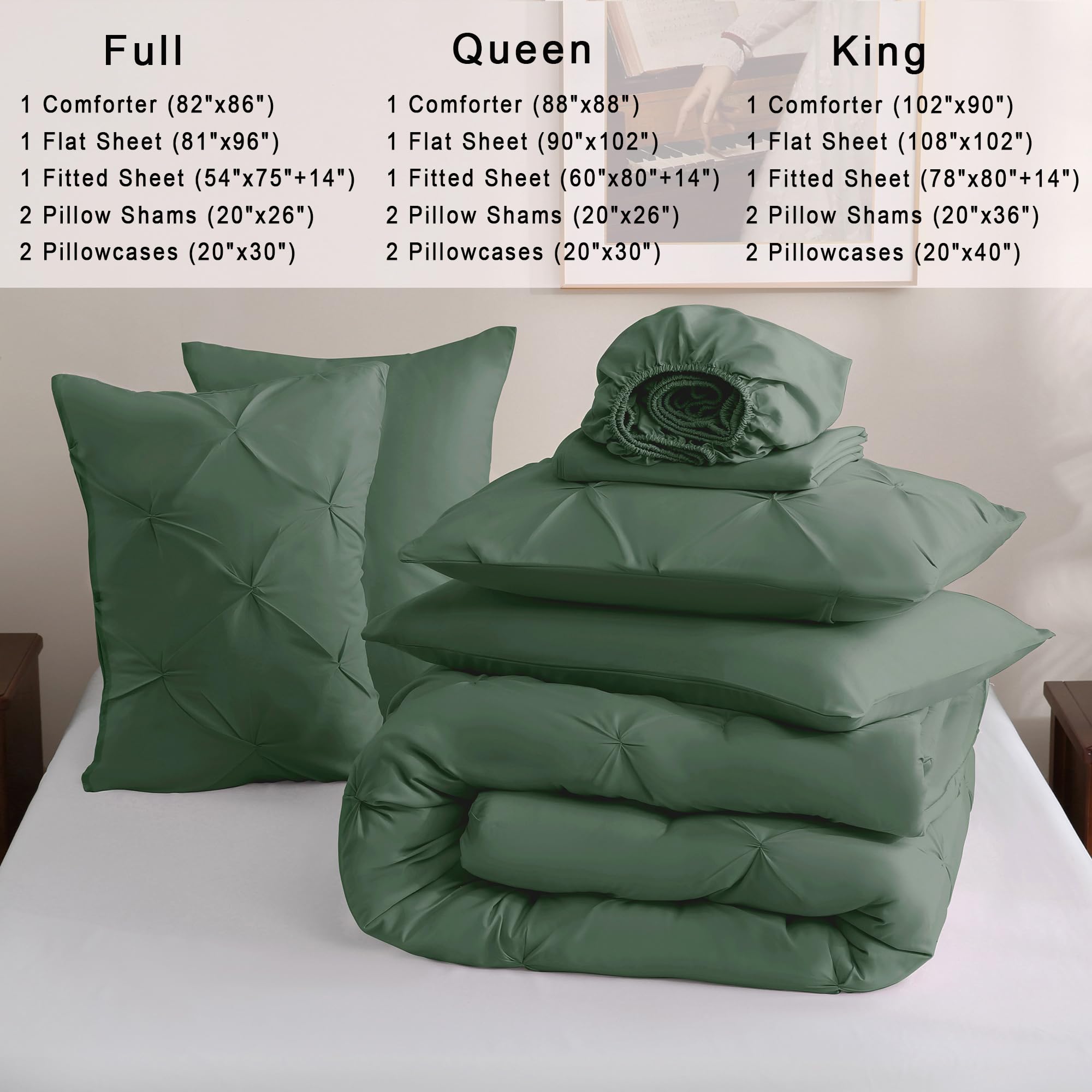 Foto 7 | Set de Edredón Downcool Queen Verde Oscuro 7 Piezas -  Venta Internacional