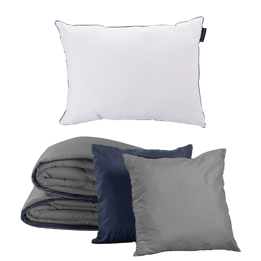 Foto 1 | Set De Edredón Doble Vista Dicasa Couzy Color Azul Marino - Gris Oxford + Almohada One Individual