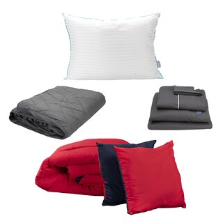 Foto 1 | Edredón Doble Vista Dicasa Couzy Rojo Y Azul + Sábanas Royal Gris + Protector Lux + Almohada Royal Individual