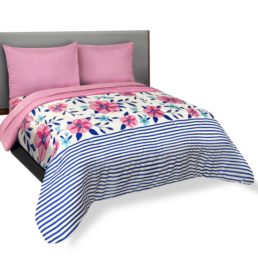 Foto 1 | Edredón Set King Size Suave Con Sábanas Rosa Dos Vistas Alegra