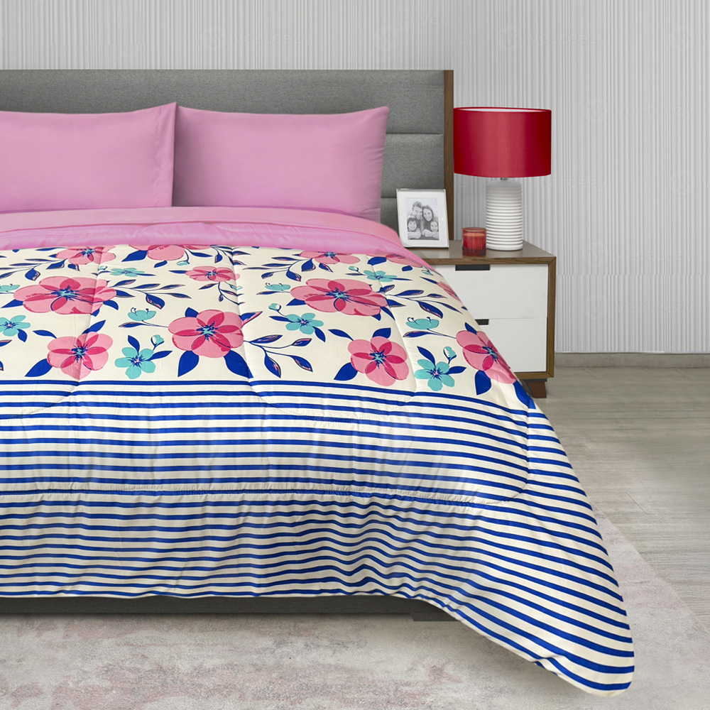 Foto 4 pulgar | Edredón Set King Size Suave Con Sábanas Rosa Dos Vistas Alegra
