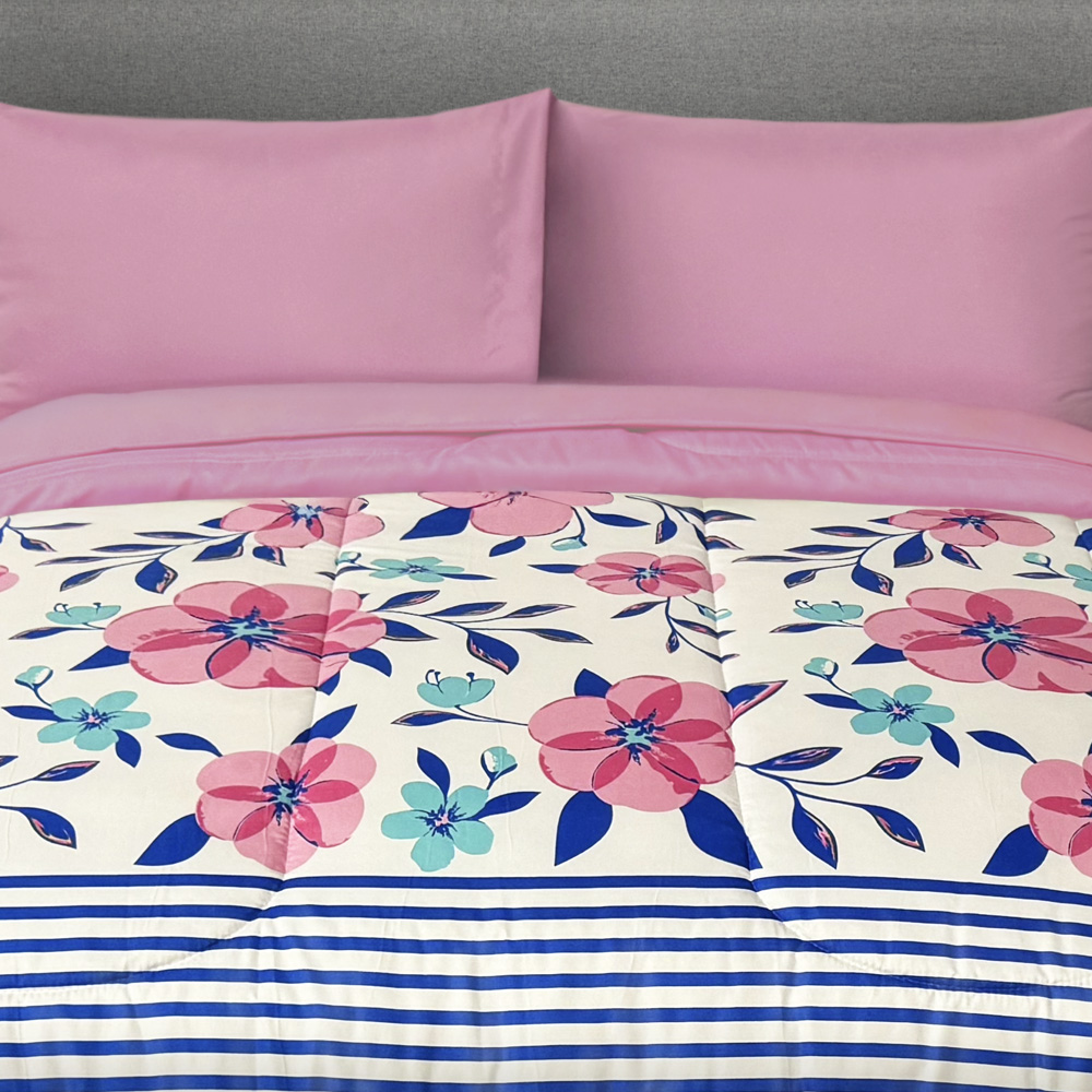 Foto 4 | Edredón Set King Size Suave Con Sábanas Rosa Dos Vistas Alegra