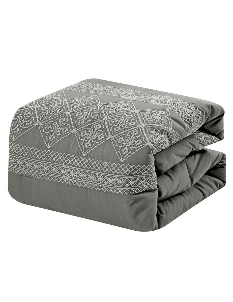 Foto 1 | Set Edredón 7 Pzas King Suave Completo Esponjoso Cojines- Gris Oscuro