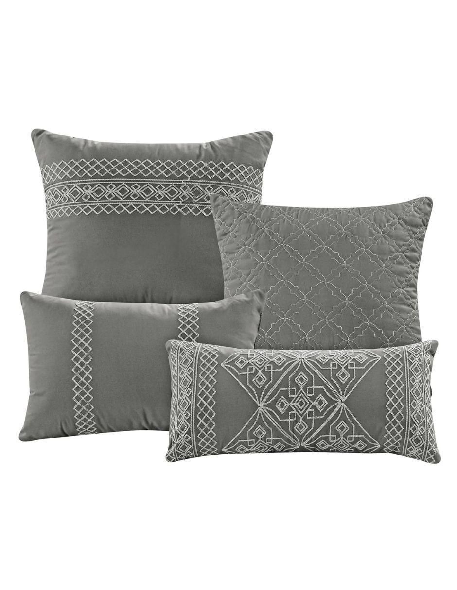 Foto 2 | Set Edredón 7 Pzas King Suave Completo Esponjoso Cojines- Gris Oscuro