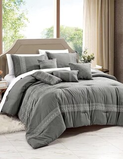 Foto 3 | Set Edredón 7 Pzas King Suave Completo Esponjoso Cojines- Gris Oscuro