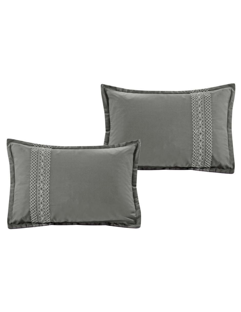 Foto 4 | Set Edredón 7 Pzas King Suave Completo Esponjoso Cojines- Gris Oscuro