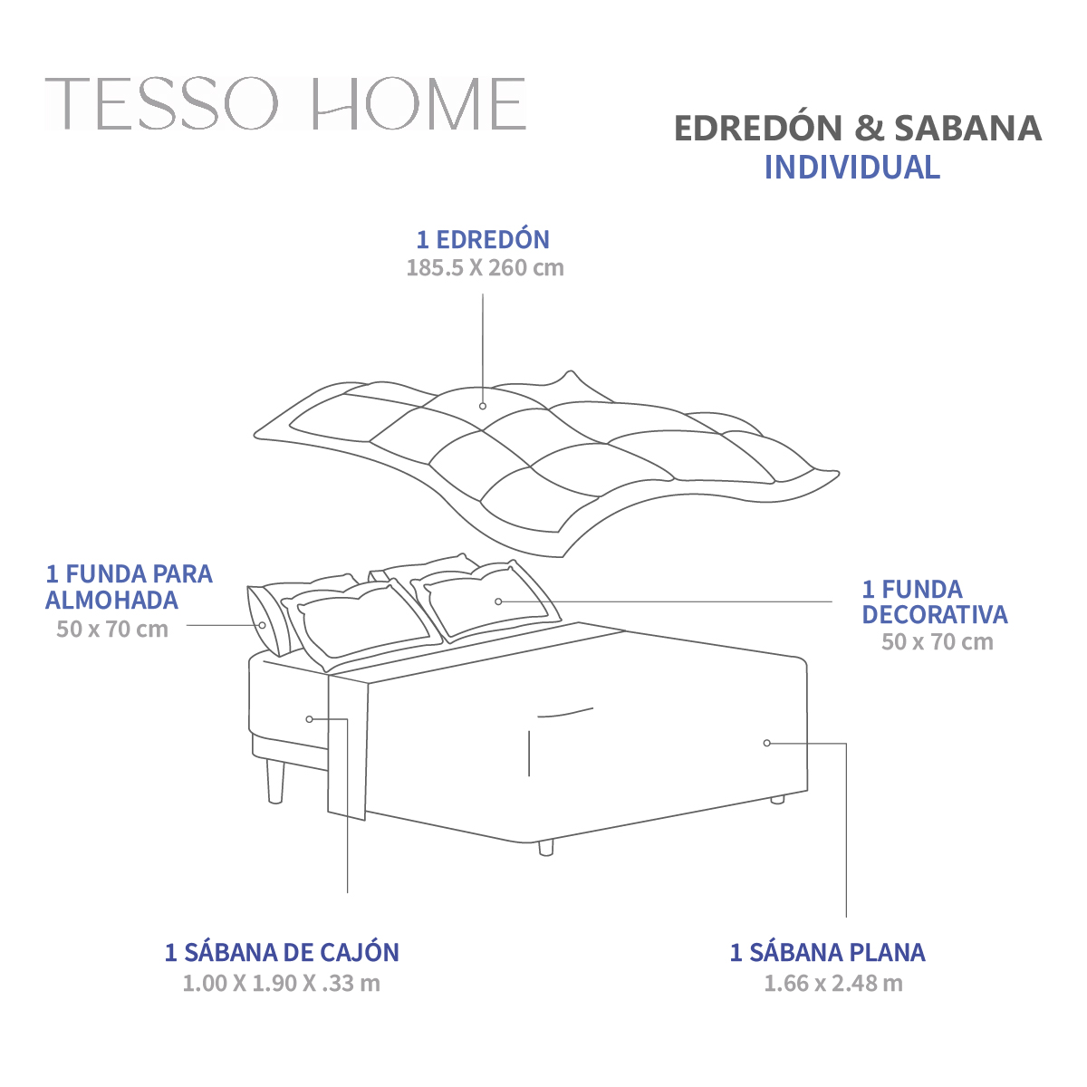 Foto 6 | Set De Edredón Acolchado Tesso Home Individual Capitonado Color Blanco