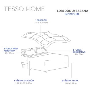 Foto 6 | Set De Edredón Acolchado Tesso Home Individual Capitonado Color Blanco
