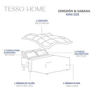Foto 6 | Set De Edredón Acolchado Tesso Home King Size Capitonado Color Beige
