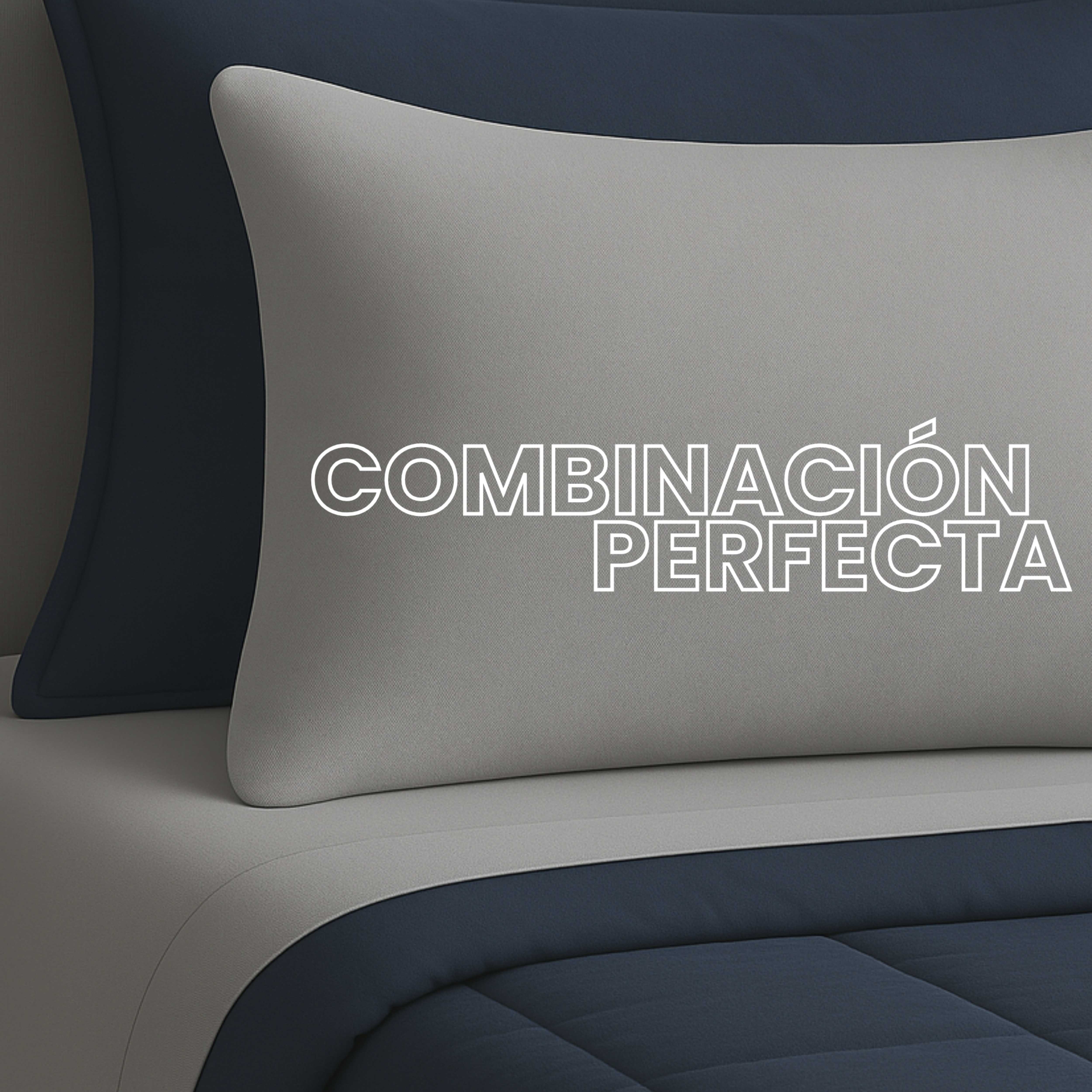 Foto 4 | Set De Edredón Acolchado Tesso Home Queen Size Capitonado Color Marino Gris