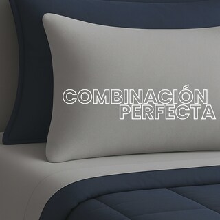 Foto 4 | Set De Edredón Acolchado Tesso Home Queen Size Capitonado Color Marino Gris
