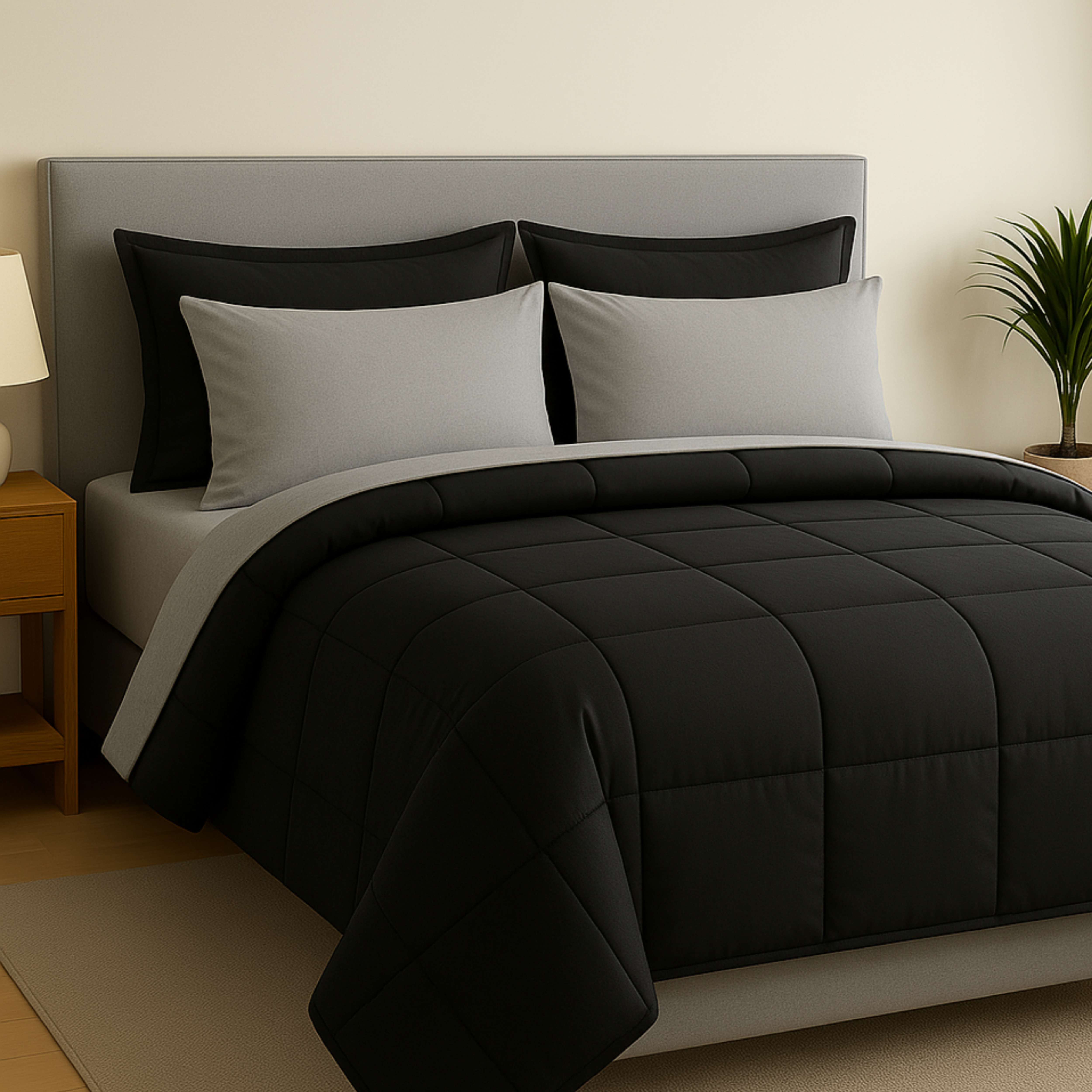 Foto 1 | Set De Edredón Acolchado Tesso Home King Size Capitonado Color Negro Gris