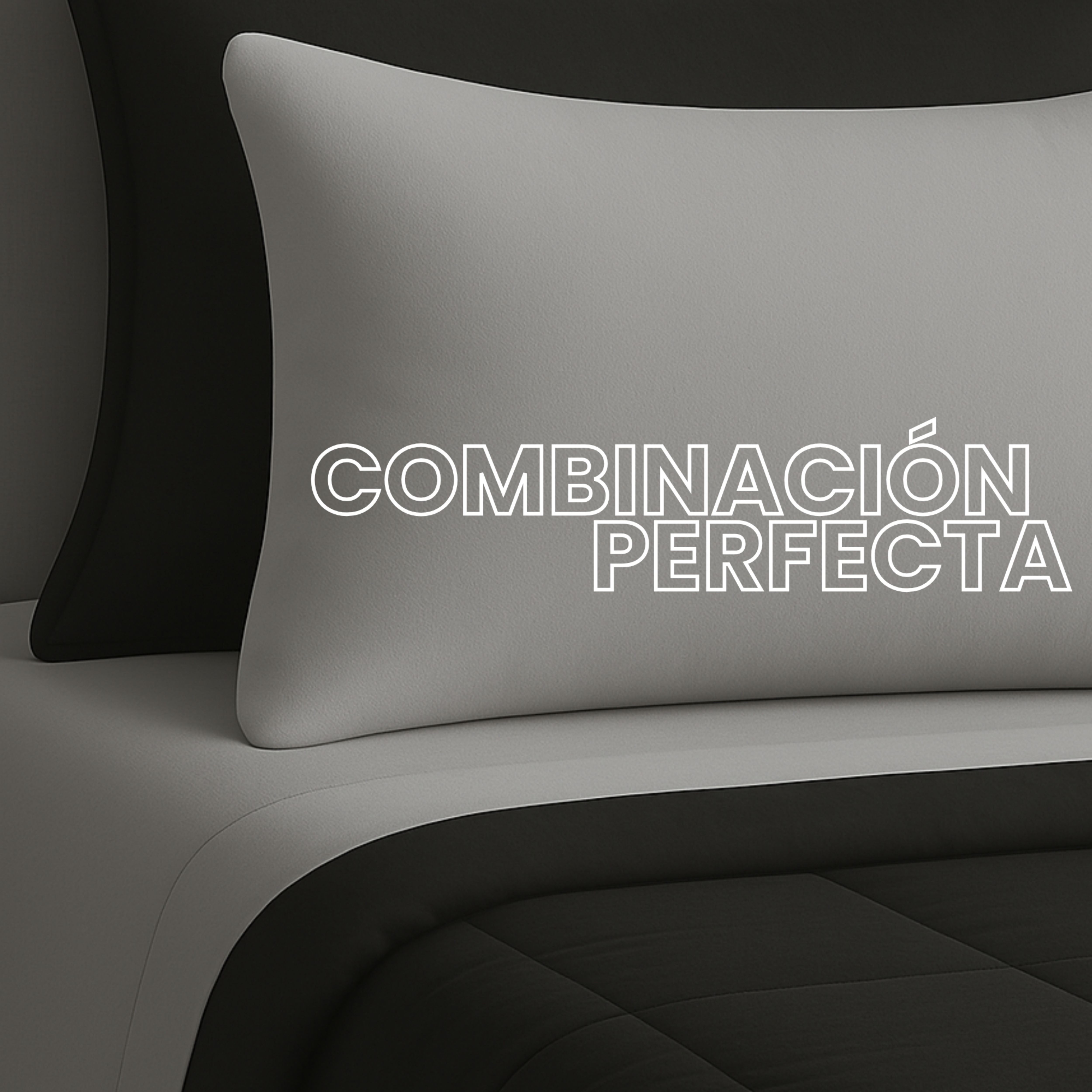 Foto 4 pulgar | Set De Edredón Acolchado Tesso Home King Size Capitonado Color Negro Gris