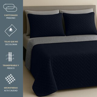 Foto 3 | Set De Edredón Ligero Tesso Home Pinsonic Matrimonial Color Marino Doble Vista