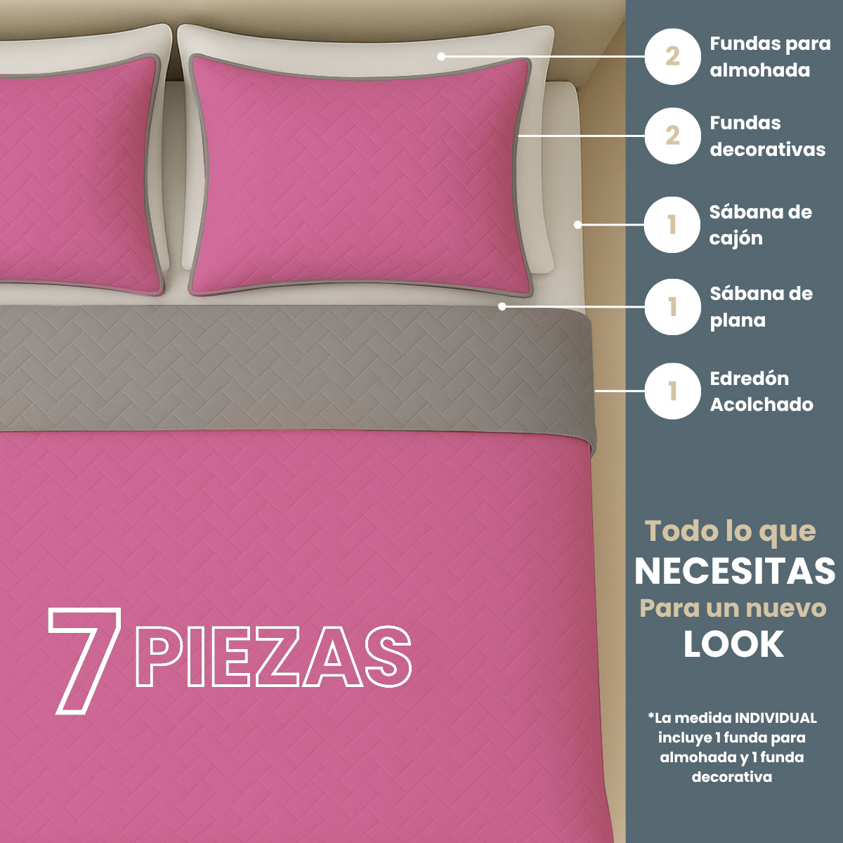 Foto 4 pulgar | Set De Edredón Ligero Tesso Home Pinsonic Matrimonial Color Rosa Pastel Doble Vista