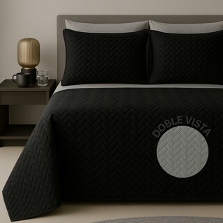 Foto 1 | Set De Edredón Ligero Tesso Home Pinsonic King Size Color Negro Doble Vista