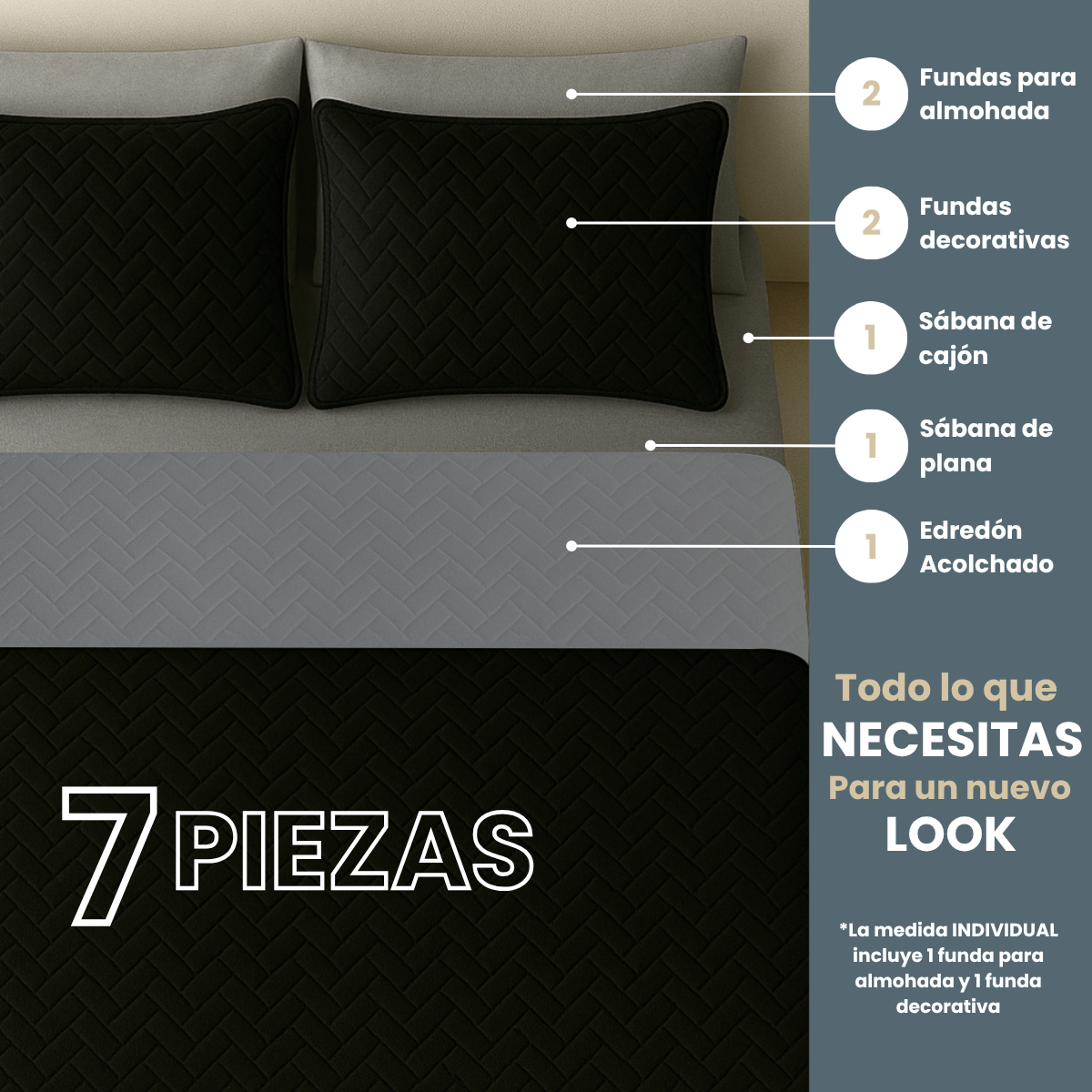 Foto 2 | Set De Edredón Ligero Tesso Home Pinsonic King Size Color Negro Doble Vista