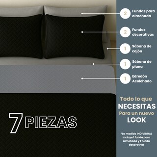 Foto 2 | Set De Edredón Ligero Tesso Home Pinsonic King Size Color Negro Doble Vista