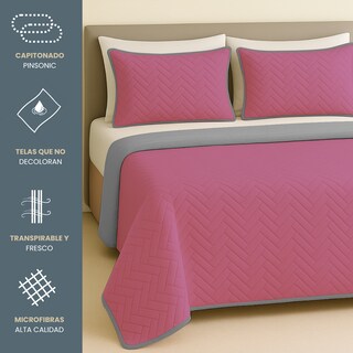 Foto 2 | Set De Edredón Ligero Tesso Home Pinsonic Individual Color Rosa Pastel Doble Vista