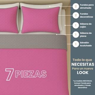 Foto 3 | Set De Edredón Ligero Tesso Home Pinsonic Individual Color Rosa Pastel Doble Vista