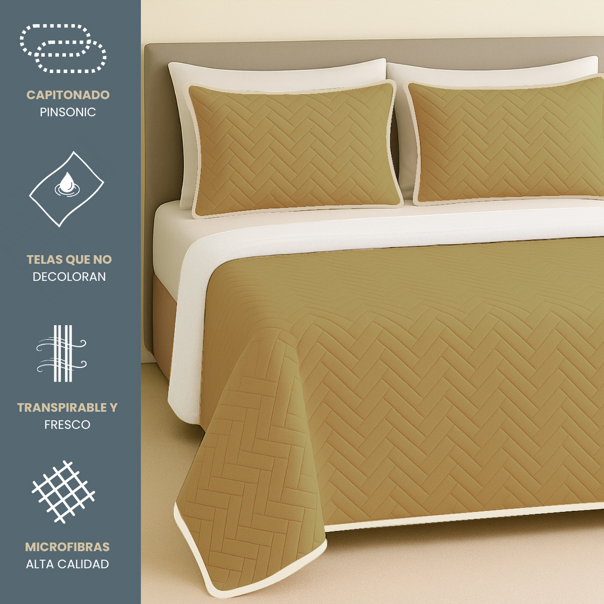 Foto 2 | Set De Edredón Ligero Tesso Home Pinsonic Individual Color Beige Doble Vista