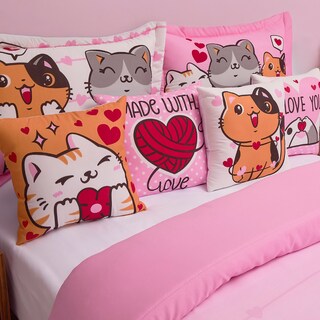 Foto 5 | Edredón Con Fundas Y Cojines Matrimonial Elefantito Hogar Bombón Color Rosa Gatitos Dos Vistas