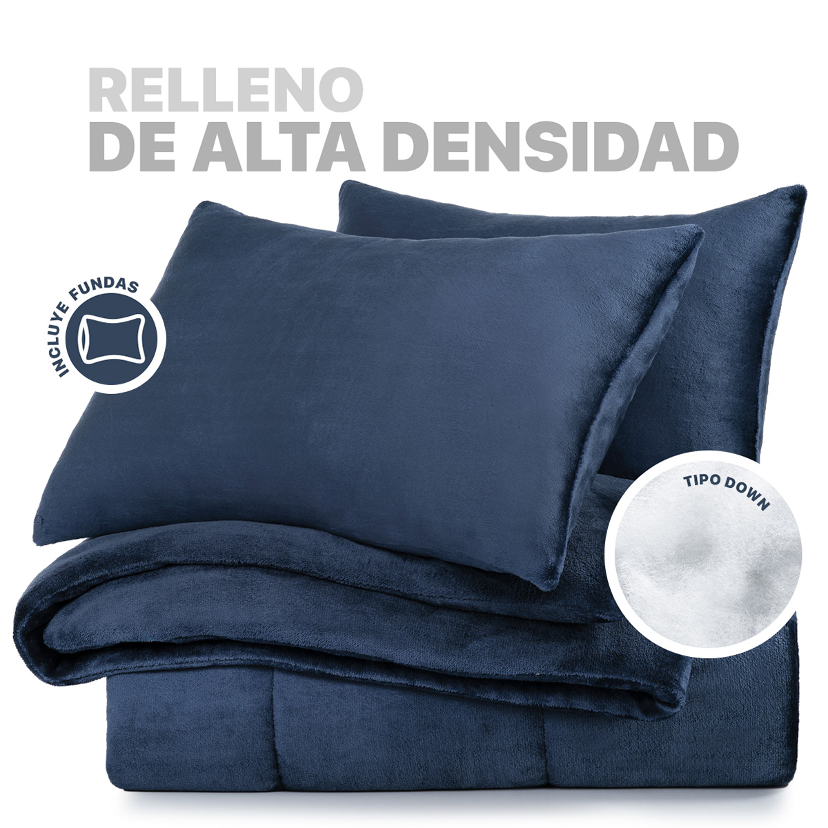 Foto 3 pulgar | Edredón Cobertor Invernal Esquimal Matrimonial Con Fundas De Almohada Azul Marino