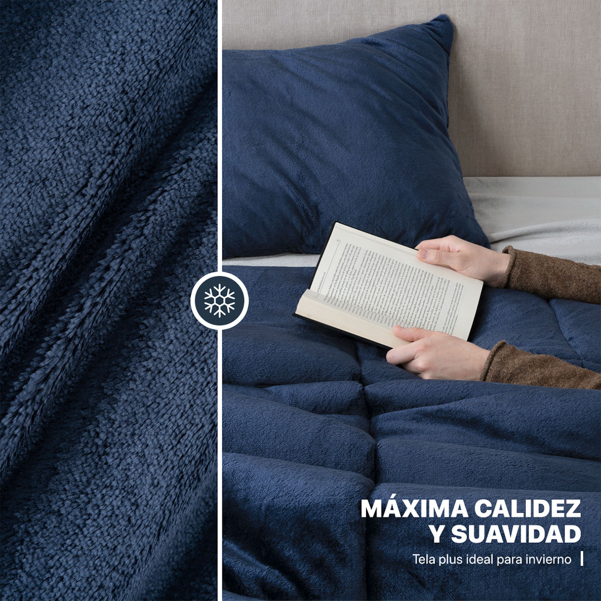 Foto 4 pulgar | Edredón Cobertor Invernal Esquimal Matrimonial Con Fundas De Almohada Azul Marino